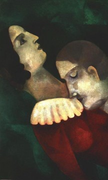 Lovers in green contemporary Marc Chagall Oil Paintings